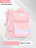 Pink waterproof girls school backpack with large capacity for primary school students