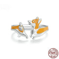 Adjustable silver corgi cartoon ring with electroplated finish in SCR1014-E colour.