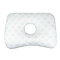 Single hole ear pillow for adults in grey, measuring 39 by 28 centimetres.