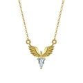 Sterling silver eagle pendant necklace with adjustable O-ring chain in gold plating.