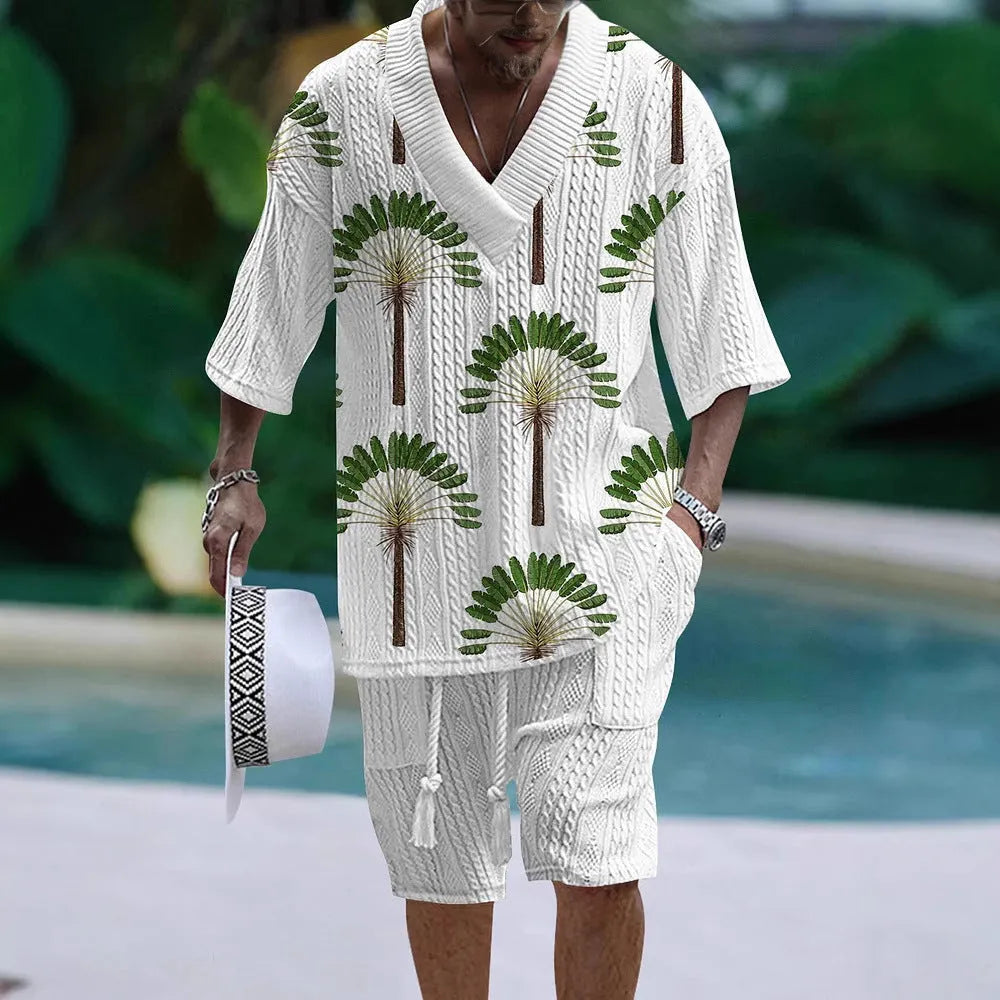 Loose casual short sleeve suit with matching shorts in various colour options