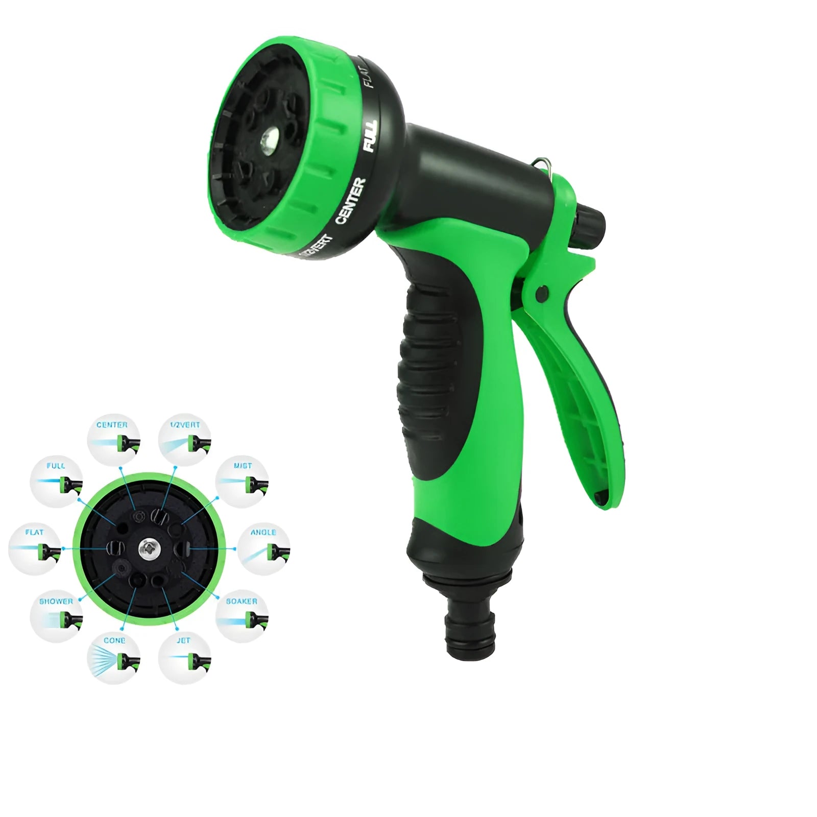 Car wash watering hose with ABS connector tip, available in multiple lengths including 25FT, 50FT, 75FT, and 100FT