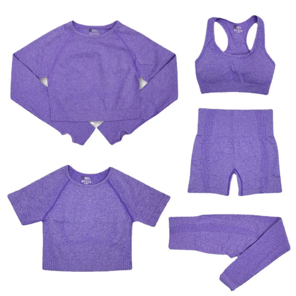 Fashion women's yoga clothes set in solid colour pattern, nylon fabric, sizes S M L
