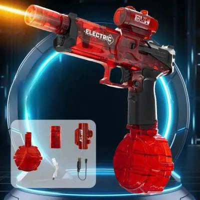 Fire Rat electric water pistol toy in black blue red colours with automatic water feed system