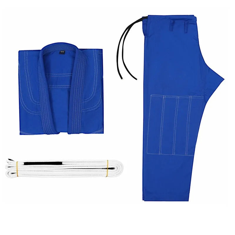 Brazilian Jiu-jitsu and judo training uniform set in a cotton blend fabric, shown in one of five available colours.