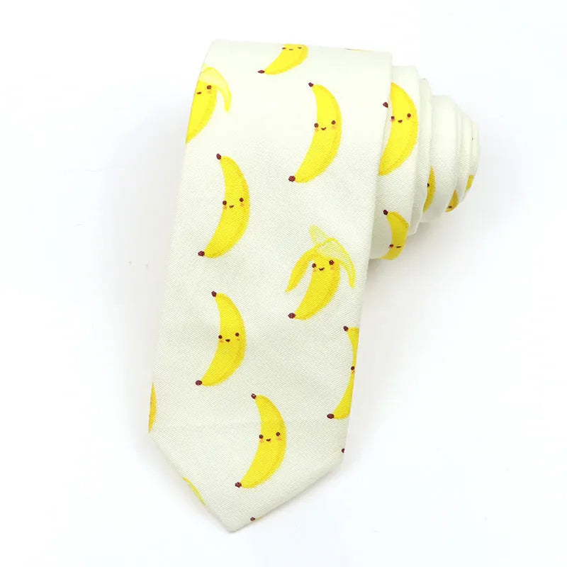 Men's narrow cotton bow tie with printed cartoon patterns in Korean casual style