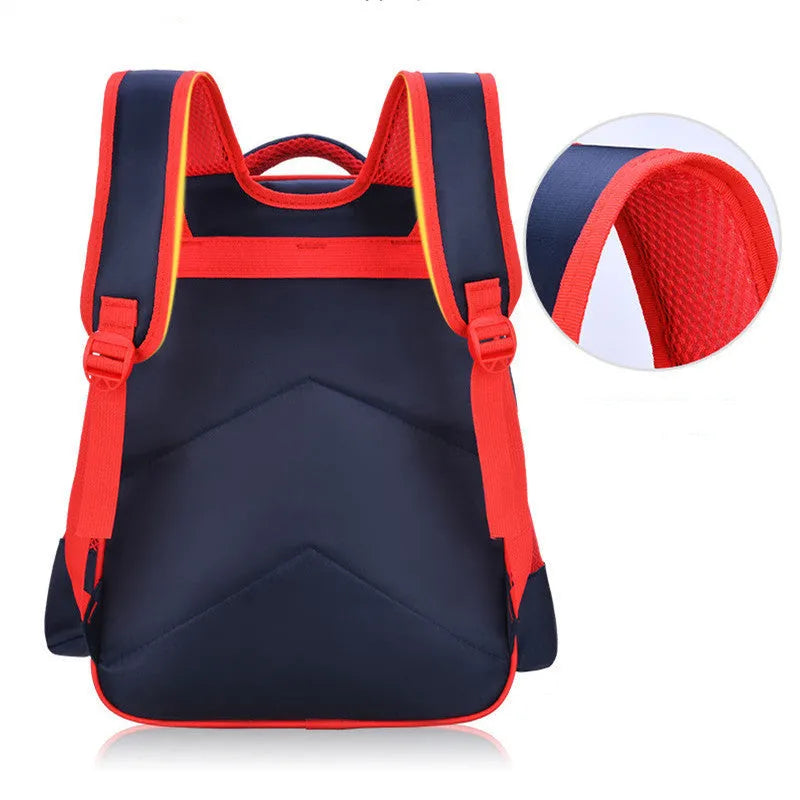 Cartoon anime print children's school backpack in blue colours with pencil case.