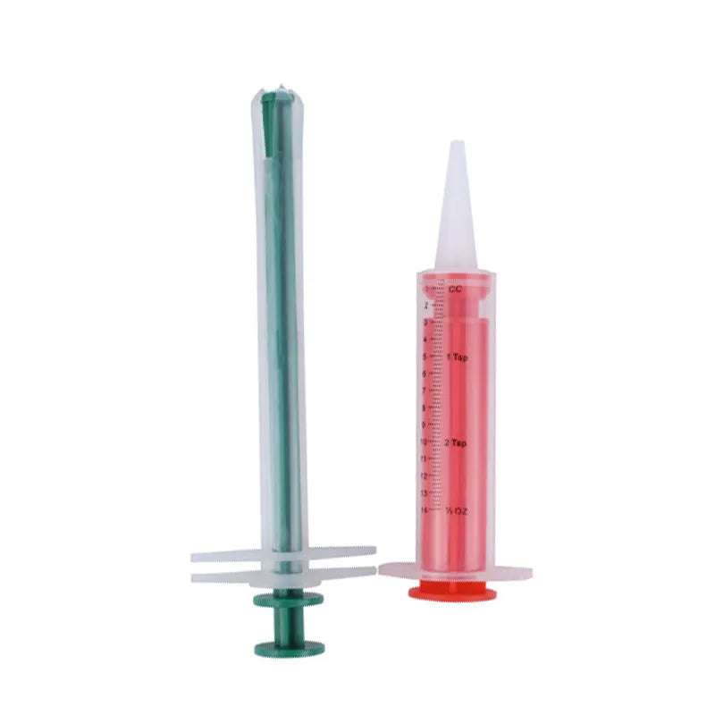 Two silicone pet pill shooters with soft tips for medication administration