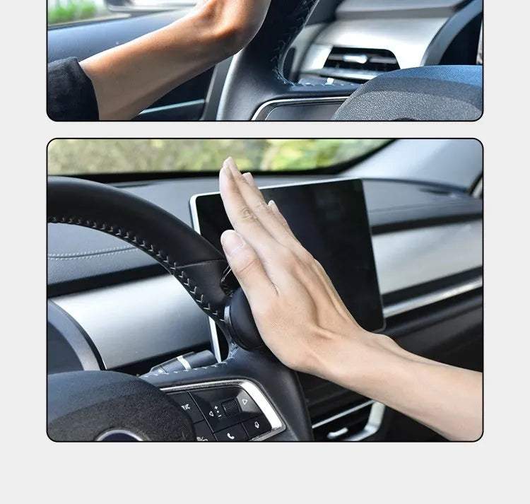 Steering wheel assist ball with silicone grip and metal bearing for single-hand steering control