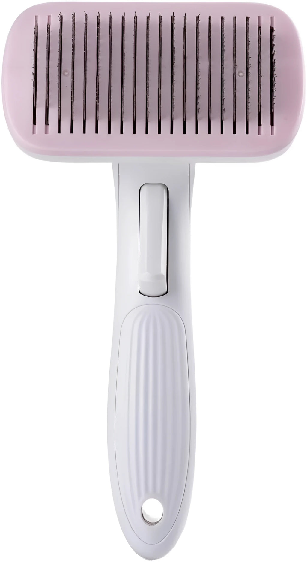 Automatic pet hair removal comb for dogs and cats in blue, grey, green, or pink colour