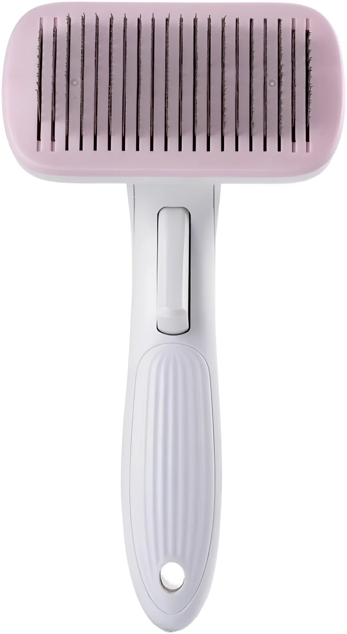 Automatic pet hair removal comb for dogs and cats in blue, grey, green, or pink colour