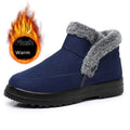 Women's cotton snow boots with plush lining, flat wedge heel, available in black, camel, blue, sizes 36-43.