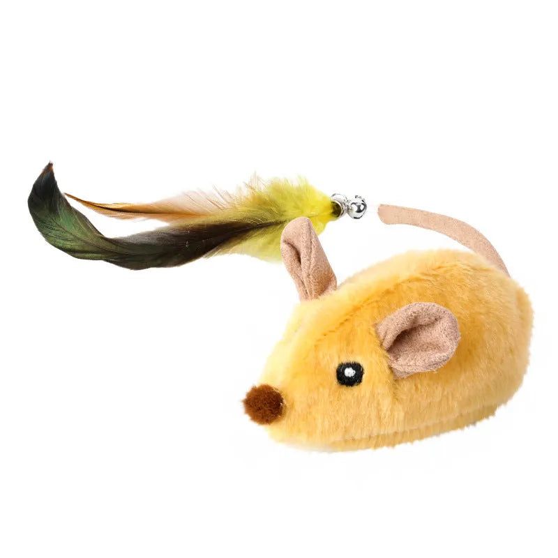 Intelligent charging simulation electric mouse cat teaser toy in grey with double tail decoration
