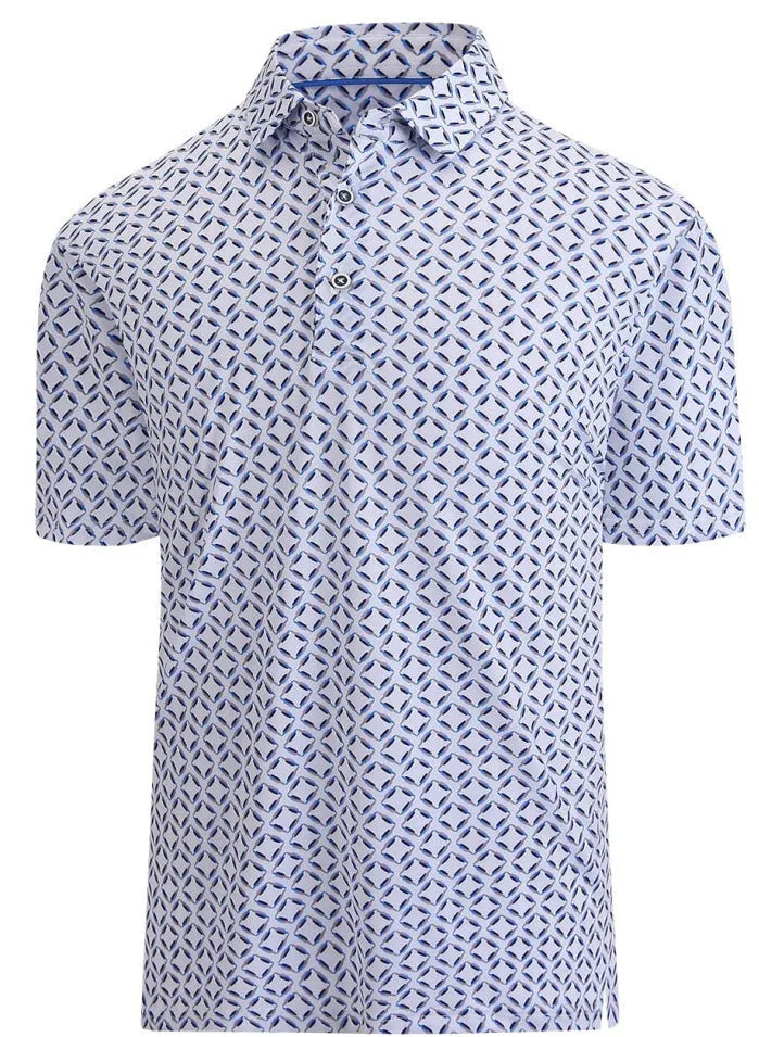 Men's short sleeve T-shirt with 3D printed patterns and zipper details on mesh fabric.
