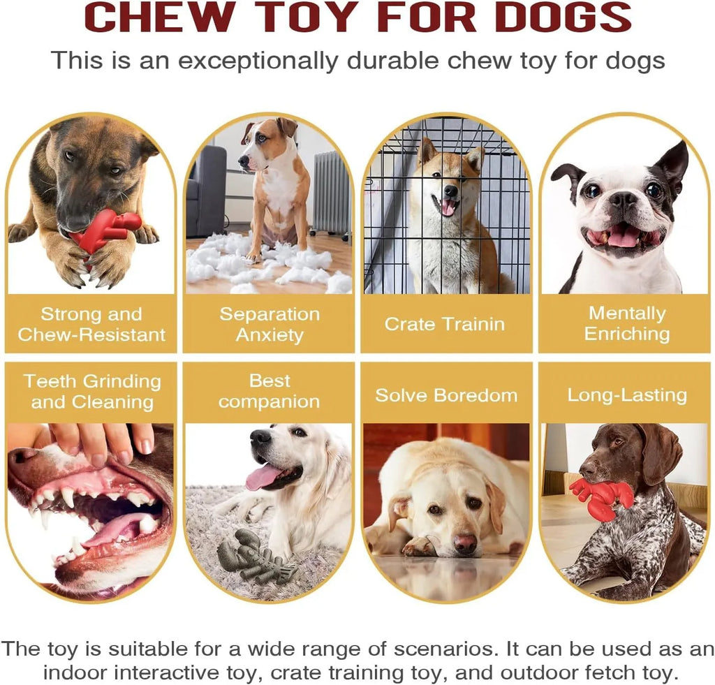 Large red nylon bone-shaped chew toy for aggressive chewing big dogs on a white background.