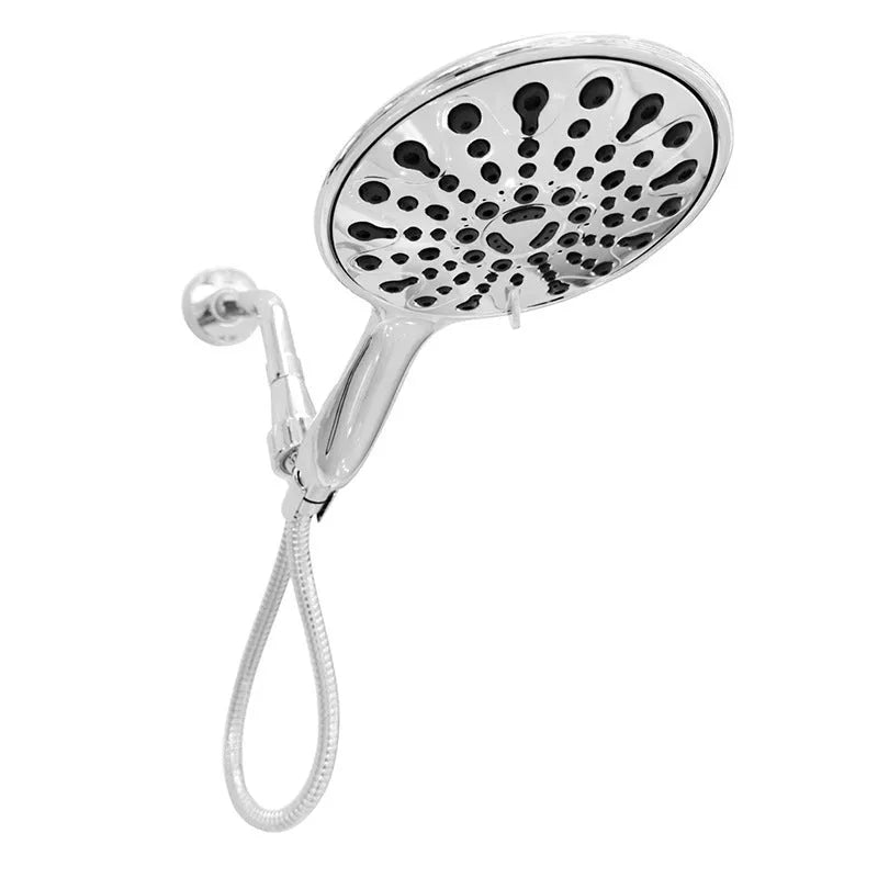 Chrome electroplated six-function handheld shower head with a 6-inch face