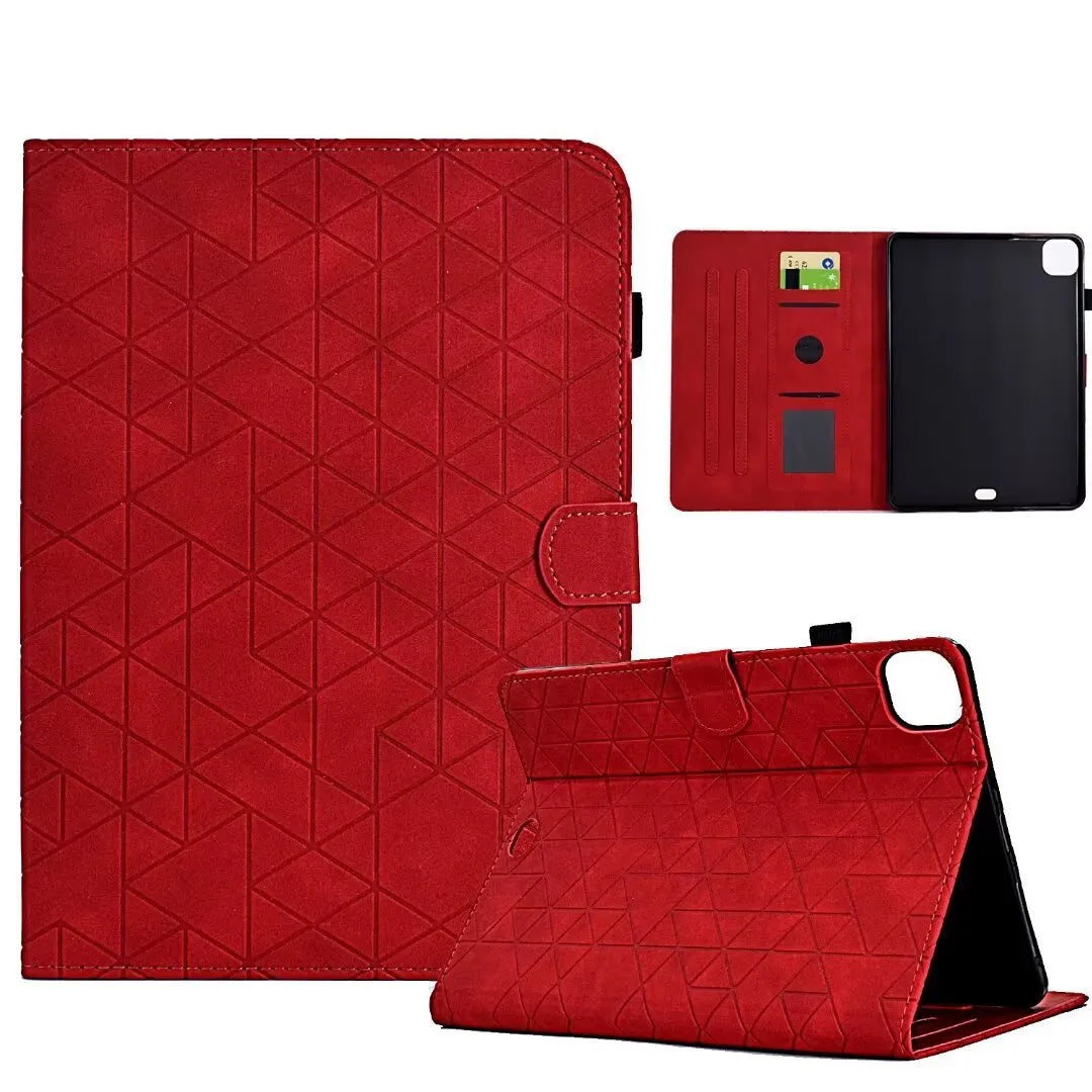 Leather iPad case with card holder for iPad Pro 11 and iPad Air 11 in diamond embossed pattern