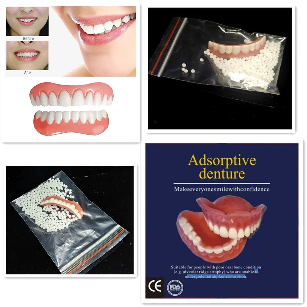 Silicone simulation dentures showing upper and lower teeth set for dental training