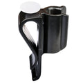 Black plastic golf putter fixing clip holder attached to a golf bag