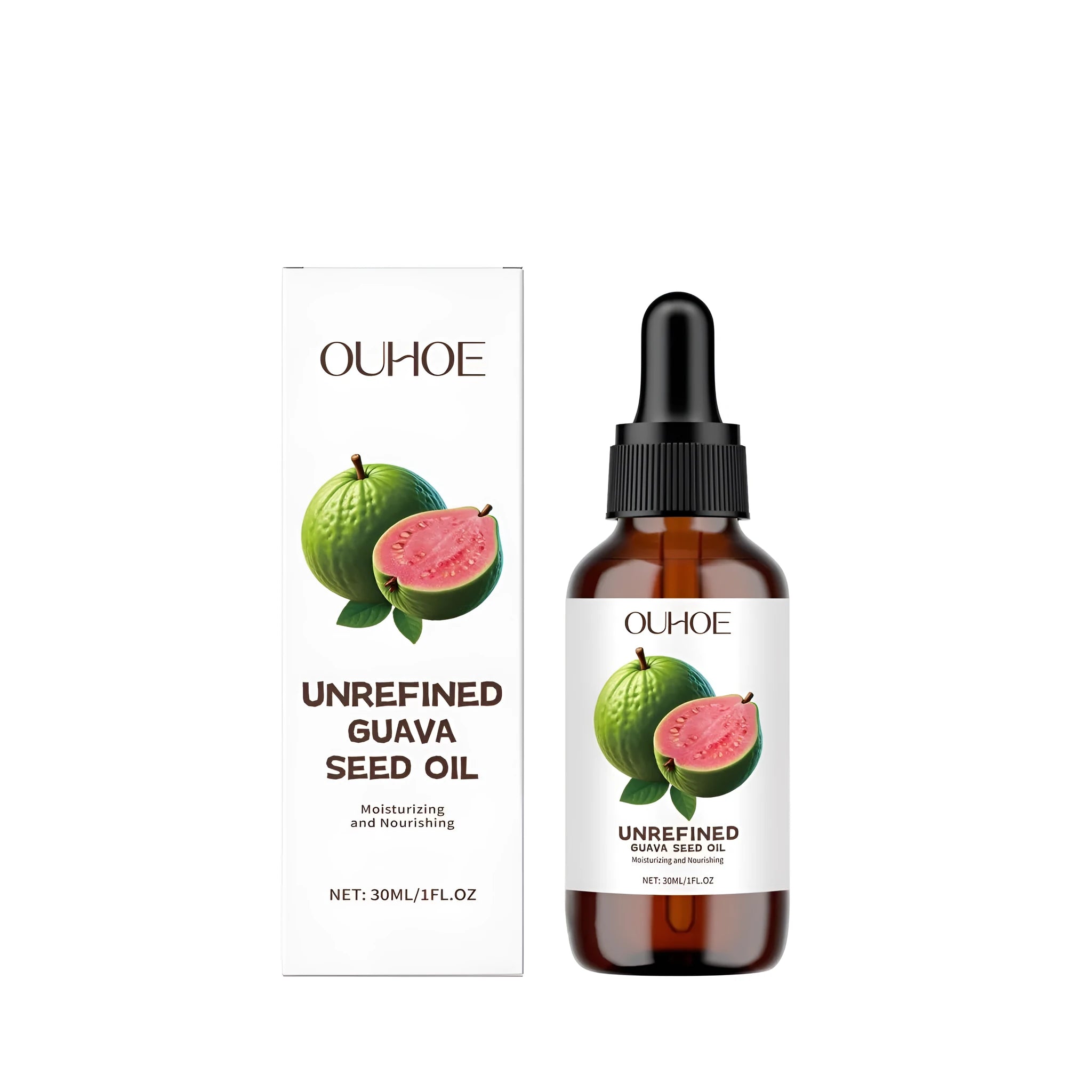 30ml bottle of guava seed skincare oil with a dropper.