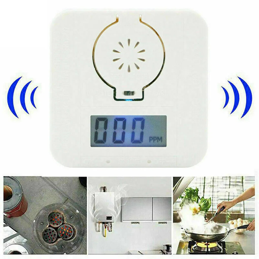 White wireless carbon monoxide alarm unit for wall mounting.