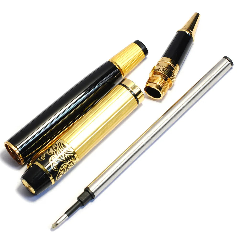 VITNAT metal ballpoint pen with hollow pattern body and black ink 0.5mm point for office and school use