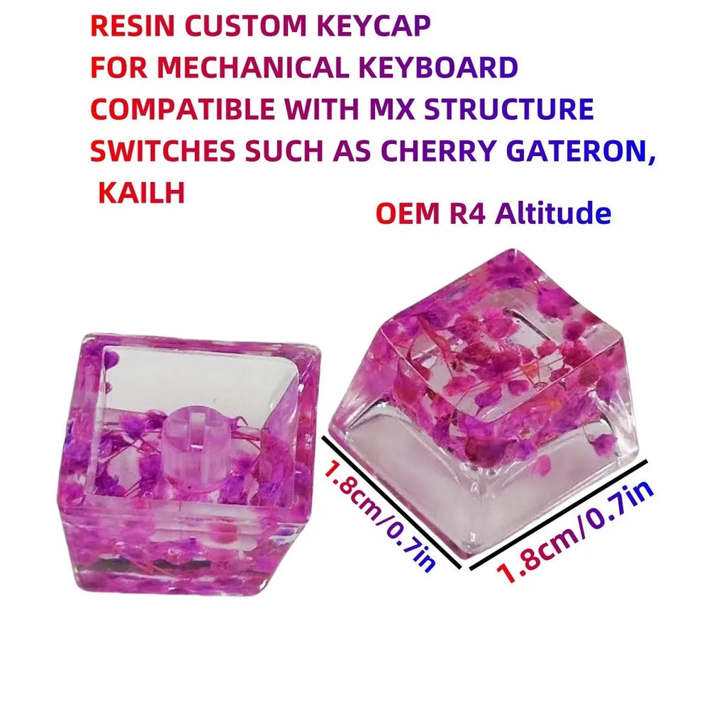 High transparency resin mechanical keyboard keycap with starry sky design in green colour