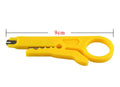 Yellow mini handheld wire stripper tool for 0.6mm network and telephone cables.