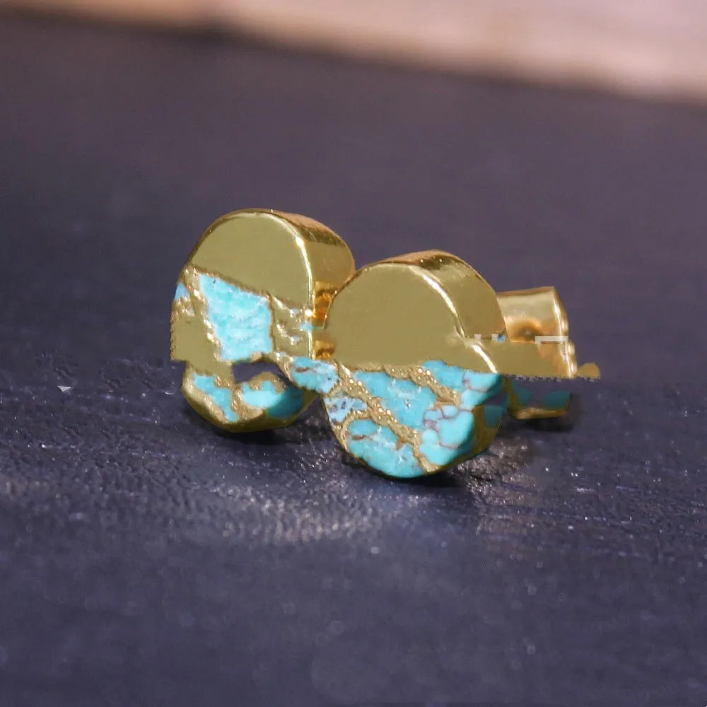 Handcrafted natural stone stud earrings with an irregular shape in colour ER1031.