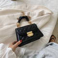 Korean style purple women's shoulder bag with chain strap showing front view