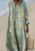 Casual long sleeve floral shirt dress with 3D print, wide waist, and princess silhouette.