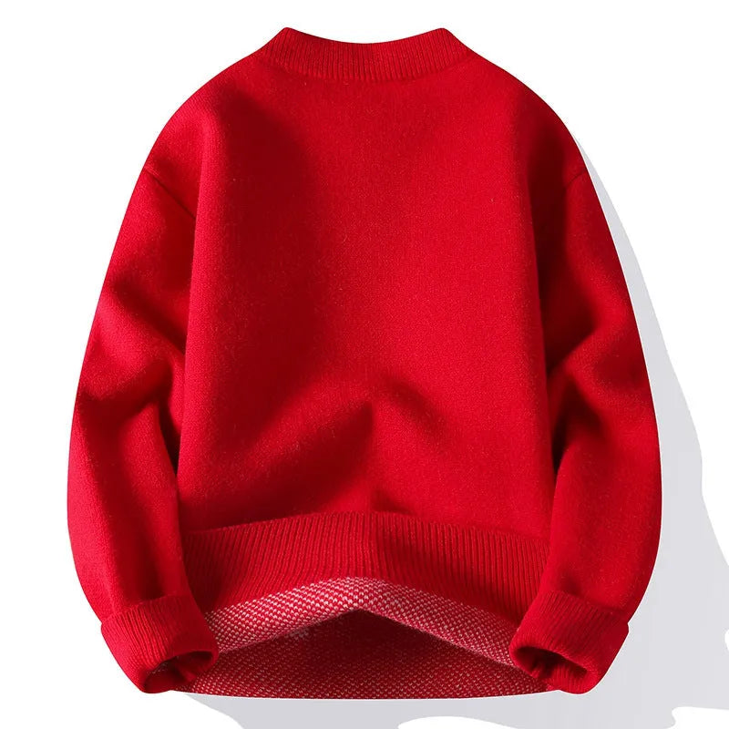 Men's loose fit knitted pullover sweater with ribbed hemline in various colours