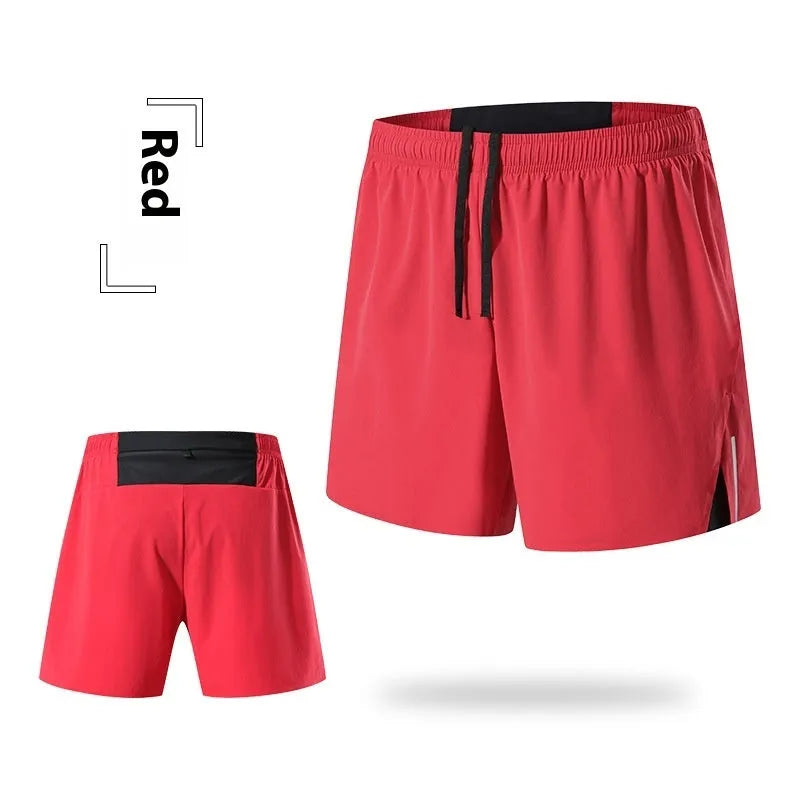 Men's black off-road running shorts with a high waist and quick-dry fabric for marathon running.