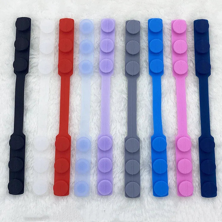 Silicone elastic cord extension strap 1.5cm wide for face masks in red purple grey blue black pink transparent
