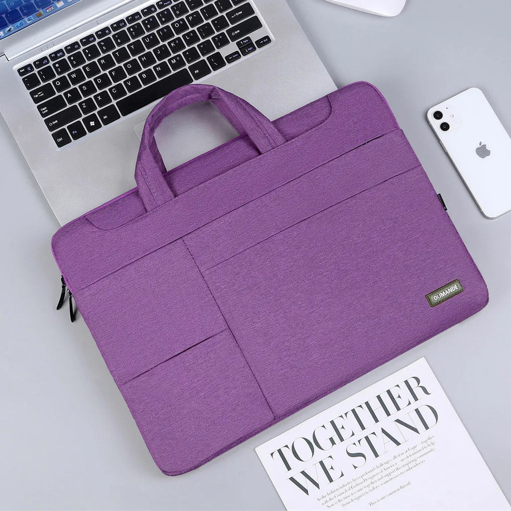 15.6-inch waterproof Oxford cloth laptop bag in dark grey colour with visible sewing lines