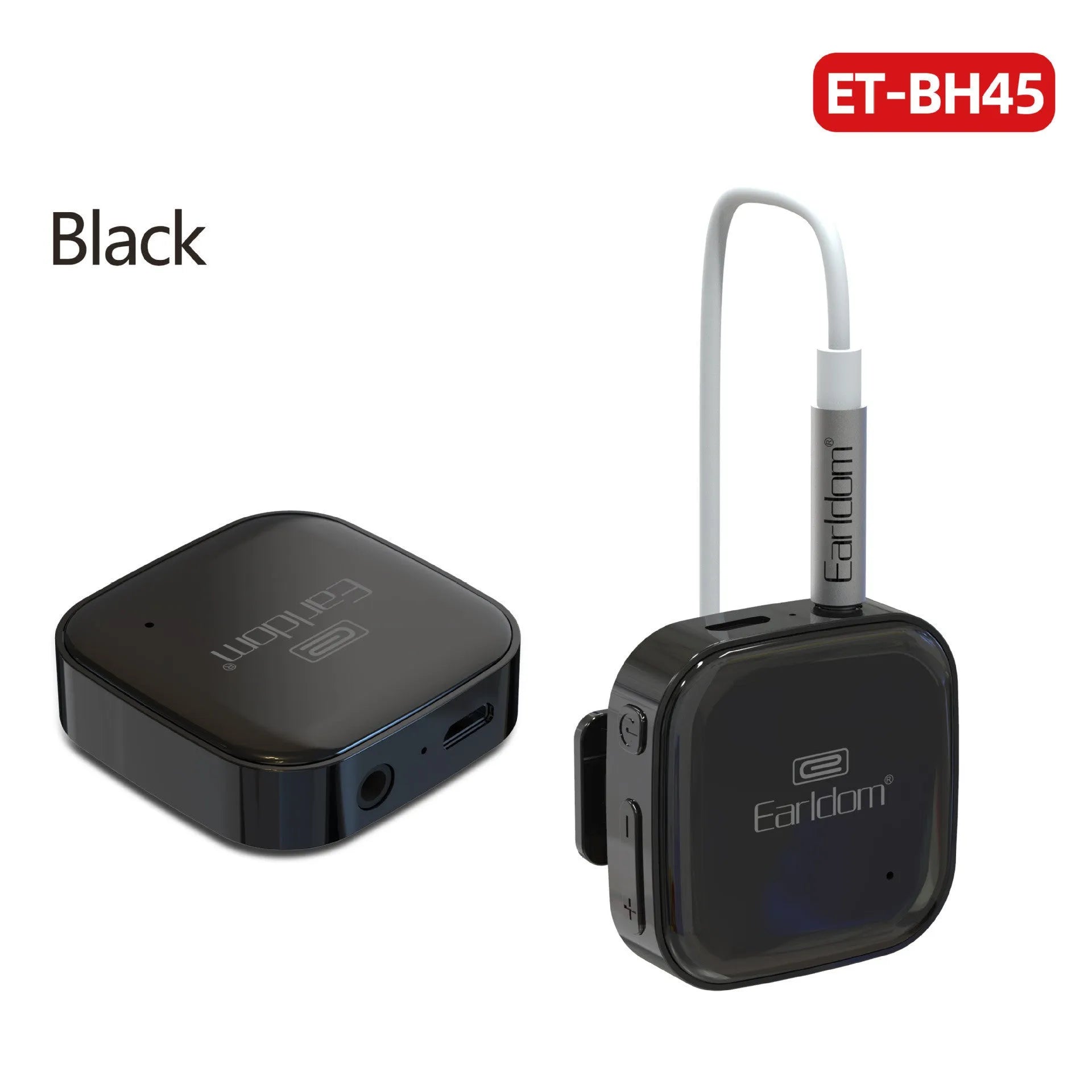 Bluetooth lavalier headphones wireless audio receiver in black, grey or red with 10m range