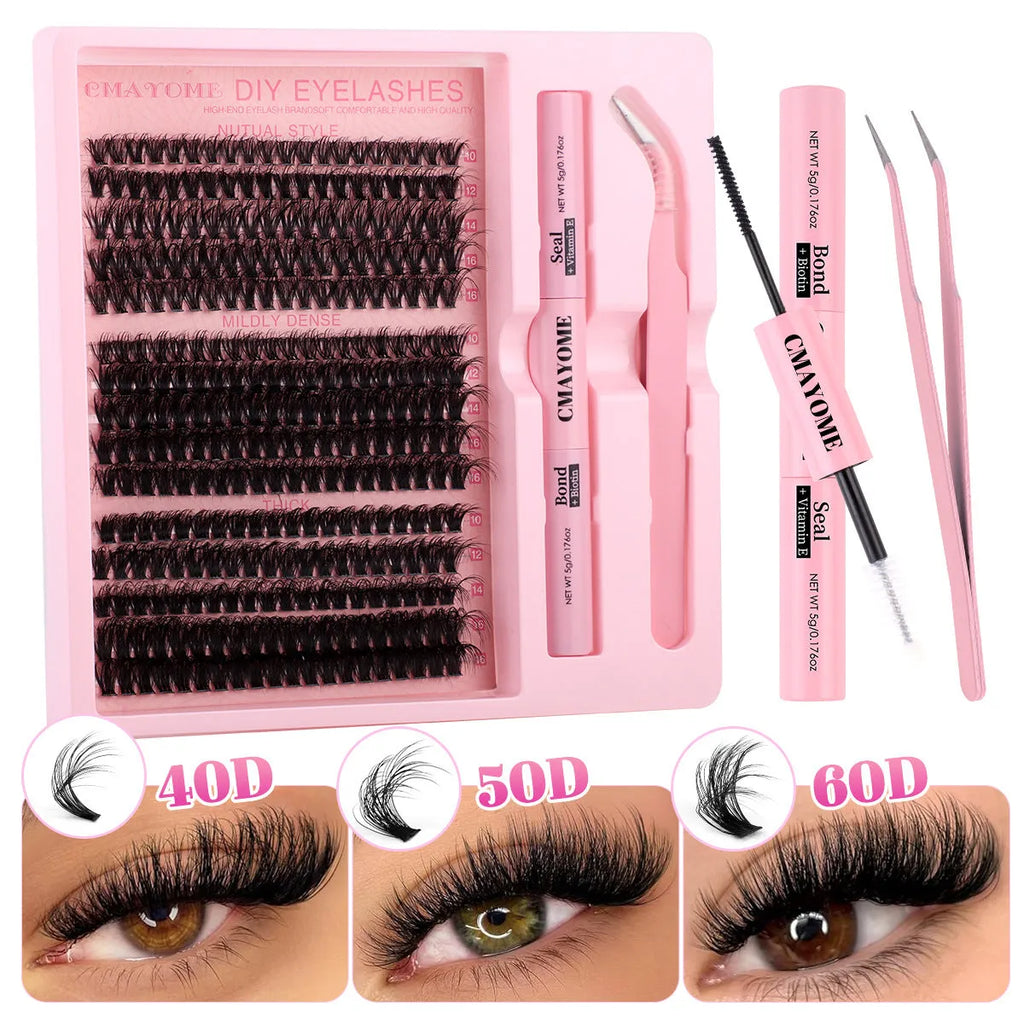 Segment single cluster DIY false eyelash extension suit with application tweezers