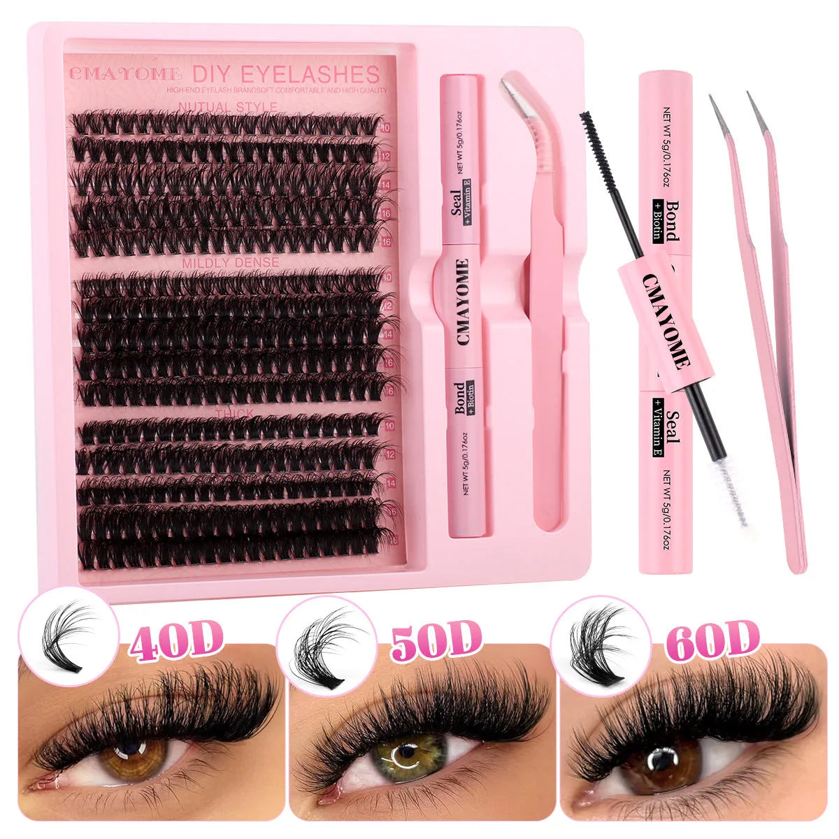 Segment single cluster DIY false eyelash extension suit with application tweezers
