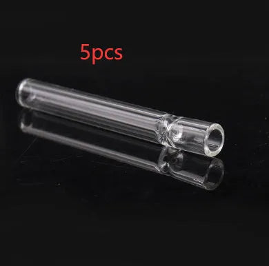 Clear pink telescopic glass smoke pipe with straight suction nozzle extended.
