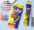 Wooden colouring pencils with double-headed colour lead in student art set packaging