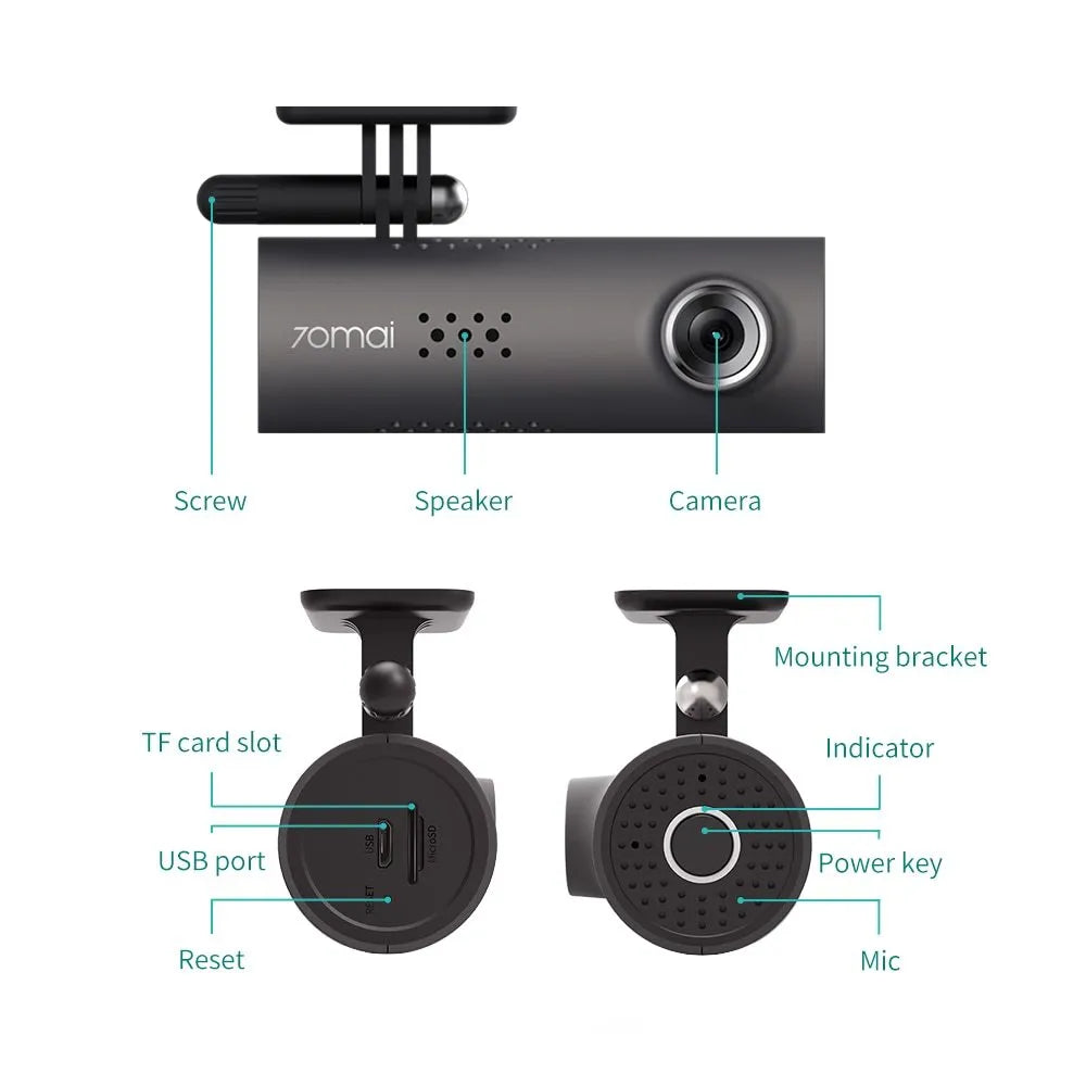 Car dash smart WiFi DVR 130 degree wide-angle 1080P FHD camera with voice control and magnetic mount
