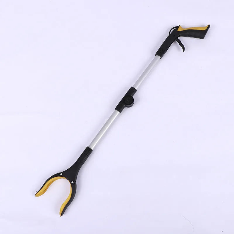 Folding aluminium alloy trash clamp with magnet sucker, shown extended to 80cm and collapsed to 42cm