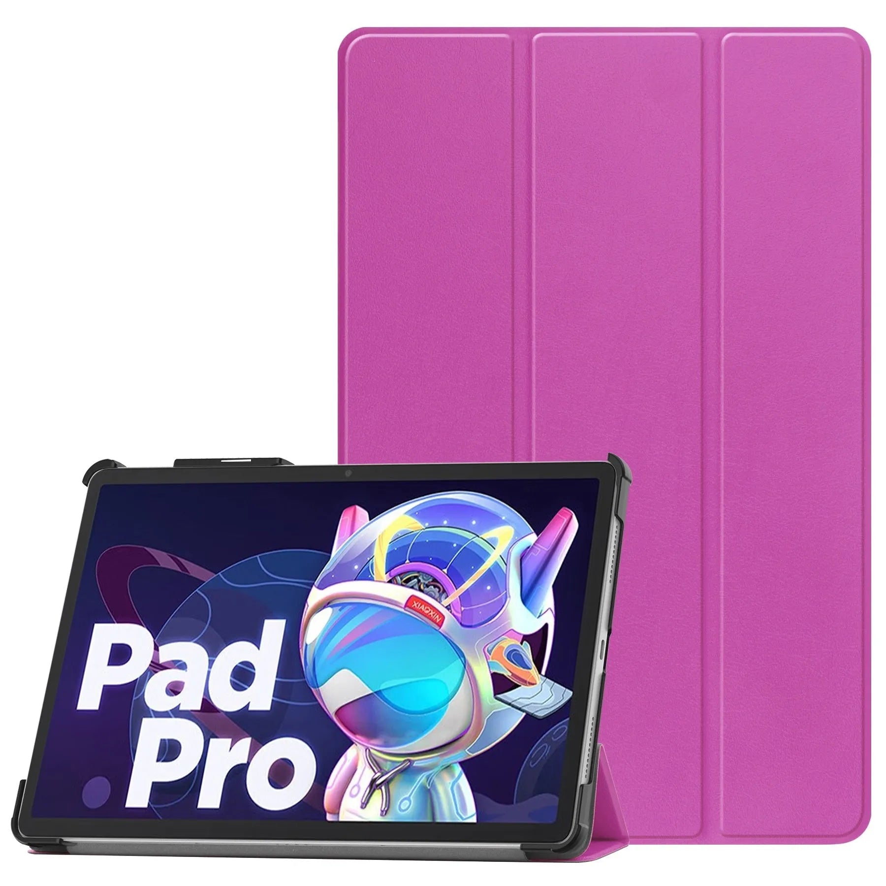 Lenovo Tab P12 protective case in apricot colour with a 3-fold stand open, showing the magnetic closure.
