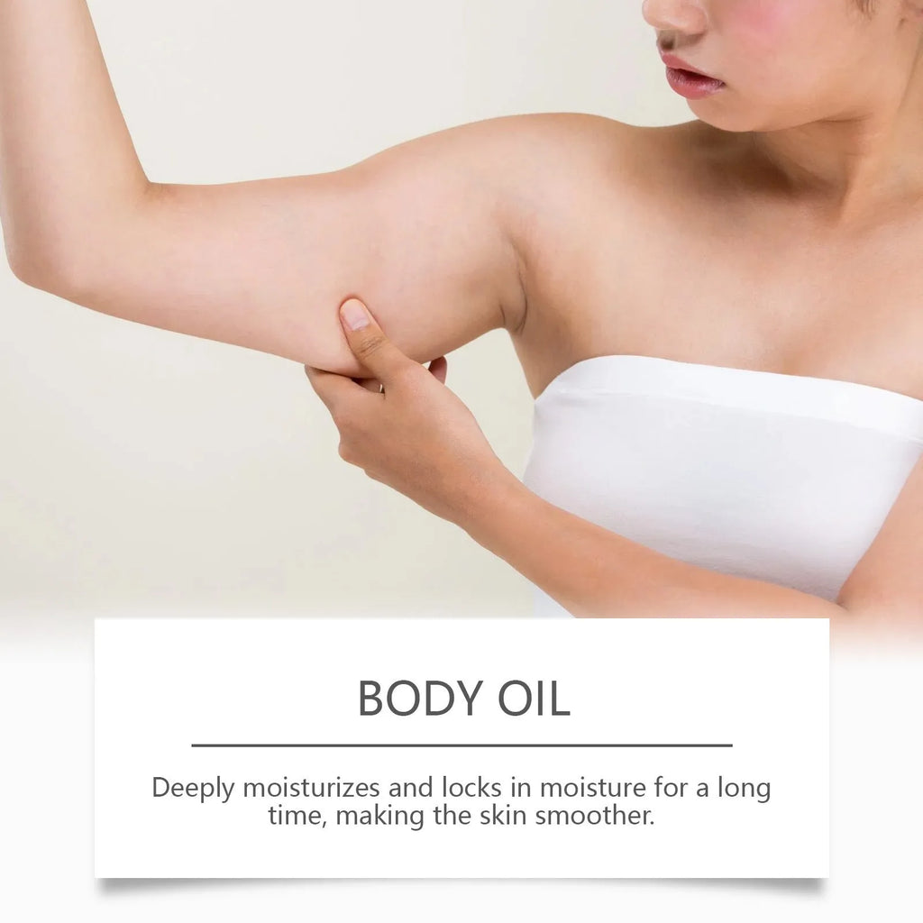 100ml bottle of body tightening massage oil with vitamin E and rose oil