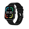 Black smart watch with touch button and TFT screen on a wrist, showing heart rate monitoring display.