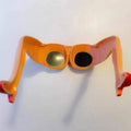 Orange plastic sunglasses with distinctive leg hip design for party and travel use