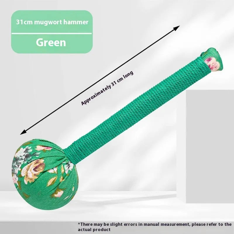 Argy wormwood hand-held massage hammer in green for neck and shoulder muscle relief, 26cm size