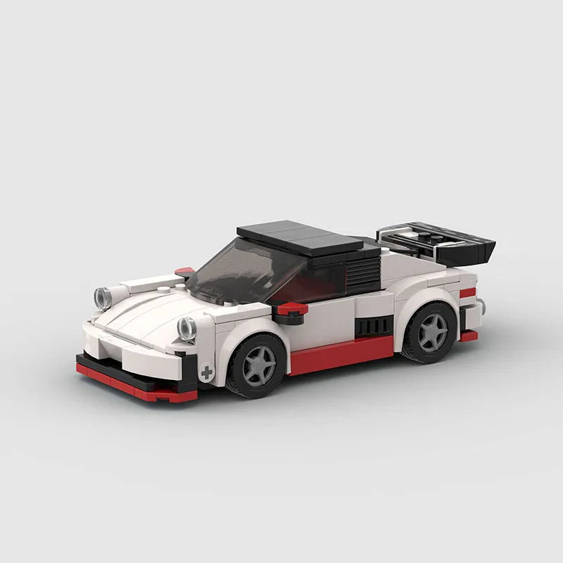 Small particle plastic building block set assembled into a sports car moc puzzle cool convertible car model showing the M10231 colour option