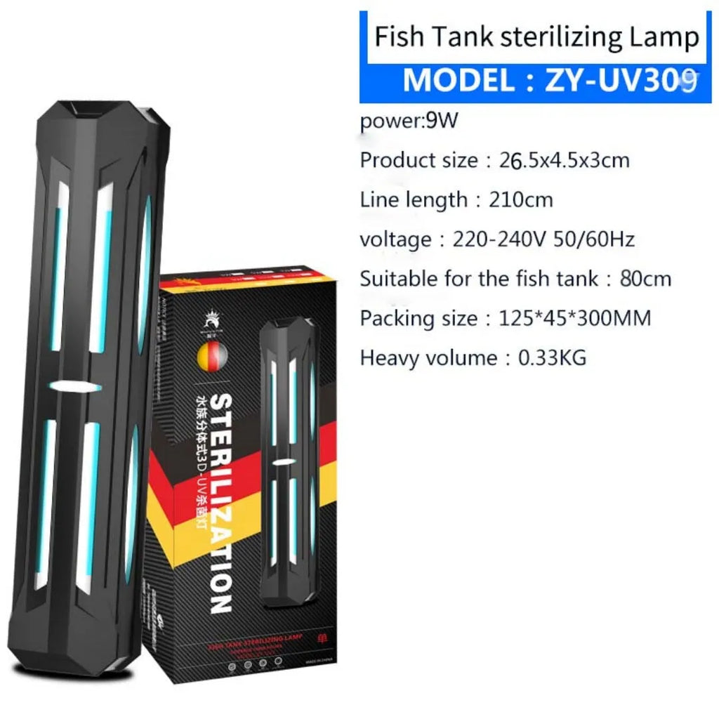 Fish tank timing effort sterilising lamp with three layer waterproof housing and UV bulb for aquarium water treatment