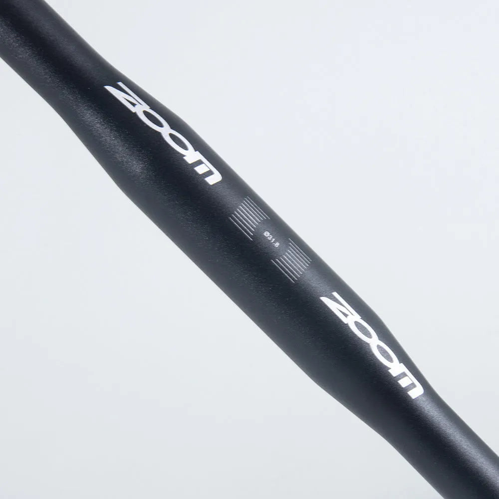 Black aluminium road bike bent handlebar showing 420mm width and 31.8mm clamp diameter